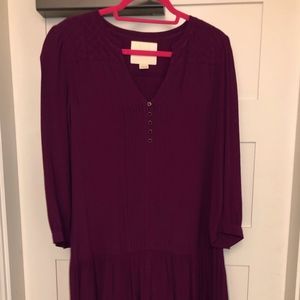 Purple Quarter length sleeve dress